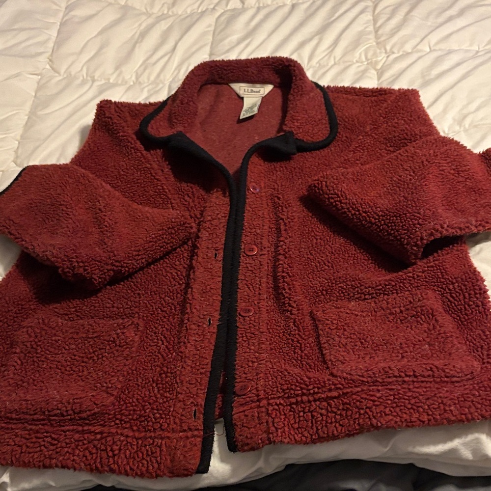 L.L. Bean Rust Women’s Vintage Fleece Button Down Jacket perfect for layering